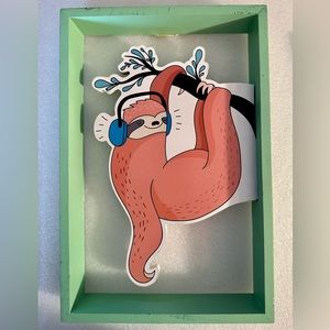 🔥🔥Hanging Sloth with Headphones Wooden Picture